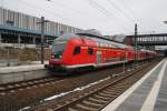 Hier ein RE3 (RE18352) von Wünsdorf-Waldstadt nach Schwedt(Oder), bei der Ausfahrt am 3.2.2014 aus Berlin Gesundbrunnen.