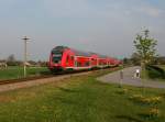 Ein Doppelstockzug als IC Rottalerland Ersatzzug am 19.04.2014 unterwegs bei Bayerbach.