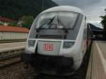 Der Steuerwagen des InterCity 2013 nach Oberstdorf im Bahnhof Immenstadt (Allgu). Kein ZG 1 und kein ZG 2, denn die Lok wird von hinten nach vorne umgesetzt. Aufgenommen am 28.06.07