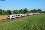 IC Steuerwagen mit einer BR 101 als Schublok als EC 113 (Frankfurt-München) bei Helmsheim, 28.09.2015.