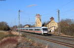 EC 219 (Frankfurt(Main)Hbf – Graz Hbf) mit Schublok 101 095-8 in Bad Herrnbrechtheim 23.2.22