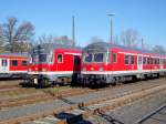 Zwei n-Wagen Steuerwagen in Aachen Rothe Erde am 16.11.2009.