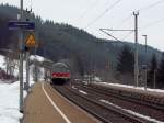 Am 21.02.2012 fuhr eine kurze Regionalbahn im Bahnhof Frtschendorf ein.