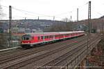 DB Karlsruher Steuerwagen mit RB48 in Wuppertal, Februar 2014.