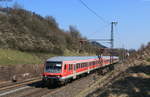 RE 88672 (Nürnberg Hbf-Stuttgart Hbf) mit Schublok 185 689-7 in Fichtenberg 2.4.20