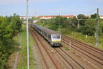 Ein RE6 der MRB von Leipzig Hbf nach Chemnitz Hbf ist hier zwischen Leipzig-Volkmarsdorf und Leipzig-Paunsdorf unterwegs. (21.08.2023)