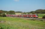 Eine Regional-Express-Garnitur am 06.10.07 auf dem Weg von Aalen nach Stuttgart HBF, angefhrt von einer 146er, aufgenommen in der Nhe von Aalen-Essingen.