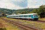 GfF Wittenberger Steuerwagen mit RE13 Ersatzzug  Maas-Wupper-Express  schiebend mit TCS 101 133-7 in Wuppertal, Juli 2025.