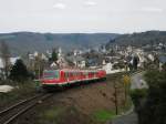 Am 28.03.2008 ist fr die von 218 425 gezogene RB 12616 von Emmelshausen der Zielbahnhof Boppard Hbf nicht mehr weit.