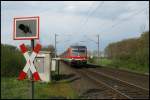 Ein RE nach Hamburg Hbf am 1.5.2008 am B Vobarg zwischen Wrist und Dauenhof.