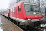 Der Halberstdter (Ost) Wittenberger steht mit ihrer RB  hunsrckbahn  abfahrtbereit im Bahnhof Emmelshausen am 23.01.2010 