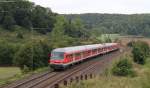 RB 19317 (Stuttgart Hbf-Ulm Hbf) mit Schublok 143 239-2 bei Urspring 31.8.12