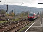 Eine RB nach Neckarelz kommt in den Bahnhof gefahren......
am Vormittag des 15.11.2013 ist der Zug aus N-Wagen mit einem Wittenberger und einer 146 gebildet. 