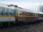 Ein schner alter TEE Speisewagen, eingereiht in einen ALEX, am 18.03.2009 nahe Kaufering.