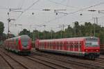 Die S6 nach K�ln-Nippes und der RE6 nach D�sseldorf Hbf wurde am 2.7.13 wegen einer Entgleisung in Derendorf bis D�sseldorf Hbf �ber die G�terzugstrecke umgeleitet.Hier in D�sseldorf-Rath.