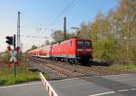 Rhein-M�nsterland-Express, anl�sslich eines Besuchs im  gr�nen  Ruhrgebiet am sonnigen Sonntagmorgen 18.04.2010 im Nachschuss nahe B�nen  erlegt .