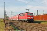 DB 111 156 mit RE9 in K�ln Porz Wahn, M�rz 2014.