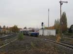 Die Prignitzer Eisenbahn bei der Einfahrt in den Bahnhof Coesfeld.