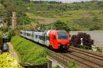 DB 429 616 als RE2 nach Frankfurt in Oberwesel, Mai 2023.