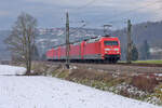 DB 101 099-0,101 068-5,101 080-0,101 009-9 & 101 078-4 als Pbz kurz vor Uhingen auf dem Weg nach München 20.12.2022