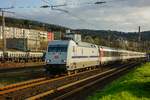 DB 101 057-8  Europa  mit EC8 in Wuppertal, März 2024.