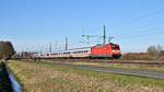 DB Fernverkehr 101 067 und 101 058 (am Schluss) mit IC 2335 Kiel Hbf - Regensburg Hbf (Diepholz, 24.02.19).