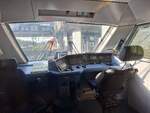 Der F�hrerstand im D-DB 61 80 80-91 102-6 Bpmmbdzf�⁸⁶�� w�hrend der Fahrt im IC 2156 von Gera Hbf nach Dortmund Hbf, am 05.09.2026 in Kassel-Wilhelmsh�he.