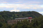 101 087 mit dem Spätzug nach Gera auf dem Viadukt in Altenbeken am 10.9.2026