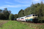 Noch einmal IC1 auf der Amerikalinie, mit dem Bundeswehr IC1624  Sperber  ging es am 25.9.26 von Dortmund über Bremen und Munster nach Hannover. Gezogen wurde der Zug ab Bremen von 218 330, 218 341 bildete bis Munster den Zugschluss. Auch der 55 Jahre Intercity Wagen befand sich auf dieser ersten Abschiedsfahrt im Zug.
