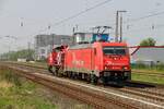185 603-8 RheinCargo & DH 714 (271 034-1) in Hilden, April 2018.