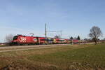 1116 249 mit dem  ÖFB-Railjet  am 1. Januar 2023 bei Übersee am Chiemsee.