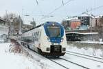 nationalexpress 442 369 als RE7 nach Krefeld Hbf bei der Durchfahrt in Wuppertal, Januar 2026.