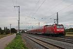 Nachschuss am 16.09.2016 auf 146 109-4  Baden Württemberg erfahren/Lahr (Schwarzw) , als diese mit ihrem RE (Basel Bad Bf - Offenburg) aus dem Bahnhof von Müllheim (Baden) gen Norden fuhr.