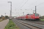 Nachschuss auf die Freiburger 146 112-8  Baden Württemberg erfahren , als diese am 29.10.2016 ihren RE (Basel Bad Bf - Offenburg) aus dem Bahnhof von Müllheim (Baden) gen Heitersheim schob.