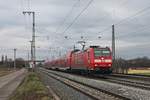 Einfahrt am 11.12.2016 von 146 113-6  Baden Württemberg erfahren/Landkreis Ortenau  als RE (Offenburg - Basel Bad Bf) in den Bahnhof von Müllheim (Baden) im Markgräflerland.