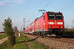 Am späten Nachmittag des 07.04.2017 fuhr 146 114-4  Baden Württemberg erfahren  mit ihrem RE (Offenburg - Basel Bad Bf) bei Hügelheim in Richtung Schweiz.