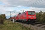 Ausfahrt am 05.10.2017 von 146 221-7  25 Jahre RAB  mit ihrer RB (Offenburg - Basel Bad Bf) aus dem Hp.