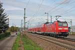 Nachschuss auf 146 116-9  Baden Württemberg erfahren/Landkreis Lörrach , als diese am Mittag des 07.10.2017 ihren RE (Basel Bad Bf - Offenburg) südlich von Eimeldingen gen Norden schob.