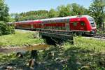 Vorher# - Auf der Fahrt von Aulendorf nach Lindau berquert am 02.06.2019 RE 3233 im Schussentobel bei Kilometer 159.8 auf der aus den Anfangszeiten der Sdbahn stammenden Brcke die Schussen.