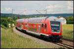 Ein Doppelstockzug fuhr am 14.Juni 2008 in Richtung Ulm.