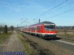 RE 29580 Gieen ber Frankfurt(Main) und Darmstadt nach FR-Littenweiler am 06.02.2011 von 110 435 geschoben.