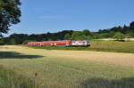 146 227 Das neue Herz Europas fhrt mit IRE 4227 nach Lindau HBF.Das Bild entstand an der Filsbahn bei Ebersbach an der Fils am 20.7.2013