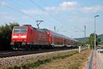 Am 08.07.2013 fuhr 146 110-2  Baden-Wrttemberg erfahren , die auf dem Namen Mllheim (Baden)getauft ist, zusammen mit RE 5343 (Offenburg - Basel SBB) an der Ortschaft Sexau in Richtung Freiburg