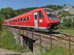 Am 09.06.2014 befindet sich in Gutenstein 611 545 als IRE 3213 von Neustadt (Schwarzwald) kommend auf der Fahrt nach Ulm.