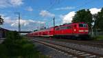 Ausfahrt am 14.05.2014 von RB 26578 (Schliengen - Offenburg), die an diesem Tag außerplanmäßig von 111 061 bespannt wurde, in Müllheim (Baden).