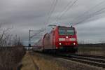 Am 03.01.2014 bespannte 146 115  Baden-Württemberg erfahren  die RB 26569 (Offenburg - Neuenburg (Baden)), als sie westlich vom Winzerörtchen Hügelheim ihrem vorletztem Halt in