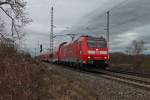 Am 14.02.2014 fuhr die Freiburger 146 113-6  Baden-Württemberg erfahren  mit einem RE nach Basel Bad Bf aus dem Bahnhofsbereich von Müllheim (Baden) zu ihrem nächsten Halt in Auggen