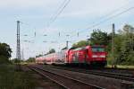 Nachschuss auf 146 235-7  600 Jahre Konstanzer Konzil , als sie am 06.06.2014 mit einem RE nach Offenburg aus dem Bahnhof von Orschweier fuhr.
