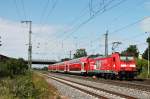 Ausfahrt am 14.06.2014 von 146 235-7  600 Jahre Konstanzer Konzil  mit einer RB (Neuenburg (Baden) - Freiburg (Brsg) Hbf) in Müllheim (Baden).