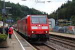 Einfahrt von der Freiburger 146 113-6  Baden-Würtemmberg erfahren  am 13.09.2014 mit einem RE (Karlsruhe Hbf - Konstanz) in Triberg.